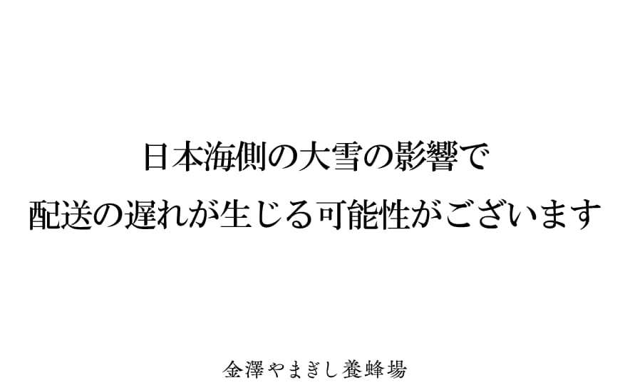 日本海側の大雪の影響で配送の遅延が発生する可能性がございます